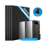 Zwei EcoFlow STREAM Ultra Stromspeicher mit vier 500-W-Solarmodulen im 2000-Watt-Komplettset