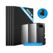 Zwei EcoFlow STREAM Ultra Stromspeicher mit vier 500-W-Solarmodulen im 2000-Watt-Komplettset