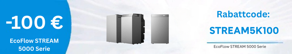 Bannière promotionnelle pour la batterie solaire EcoFlow STREAM Series STREAM 5000 avec 1 compteur intelligent