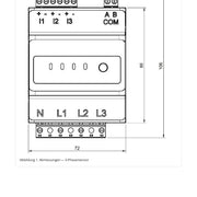 Abmessungen und Anschlussklemmen des FENECON FEH040 3-Phasen-Sensors