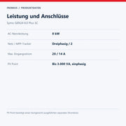Leistung und Anschlüsse – Symo GEN24 8.0 Plus SC