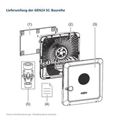 Fronius – Lieferumfang der GEN24 SC-Baureihe; technische Herstellerzeichnung, Installation durch Elektrofachkräfte