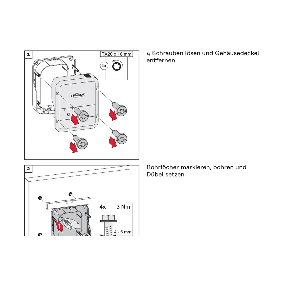 Fronius Ohmpilot 9.0-3 – Wandmontage und Befestigung – Auszug aus der Herstelleranleitung