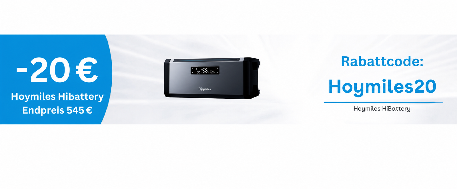 Hoymiles HiBattery 1920 Aktionsbanner – 20 € Rabattcode Hoymiles20, Endpreis 545 €