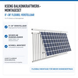KSENG Balkonkraftwerk-Montageset 0°–30° am runden Balkongeländer