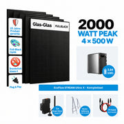 EcoFlow STREAM Ultra X Stromspeicher mit 4 × 500W Solarmodule Vollschwarz