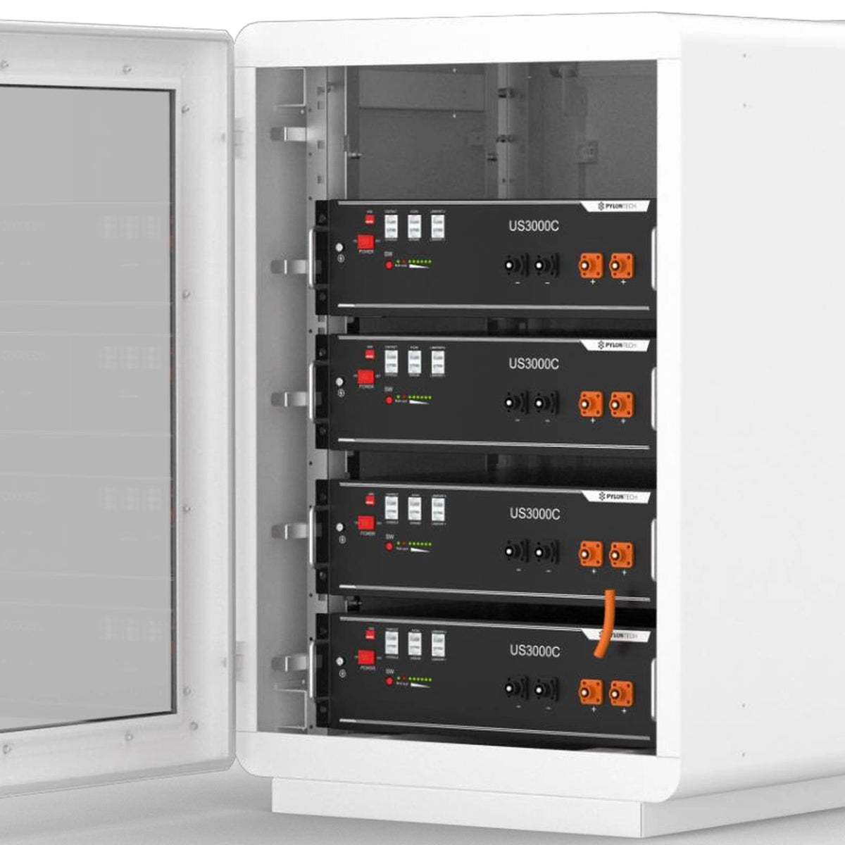 Pylontech US3000C – Herstellerbeispiel im Batterieschrank; Schrank und weitere Module nicht enthalten
