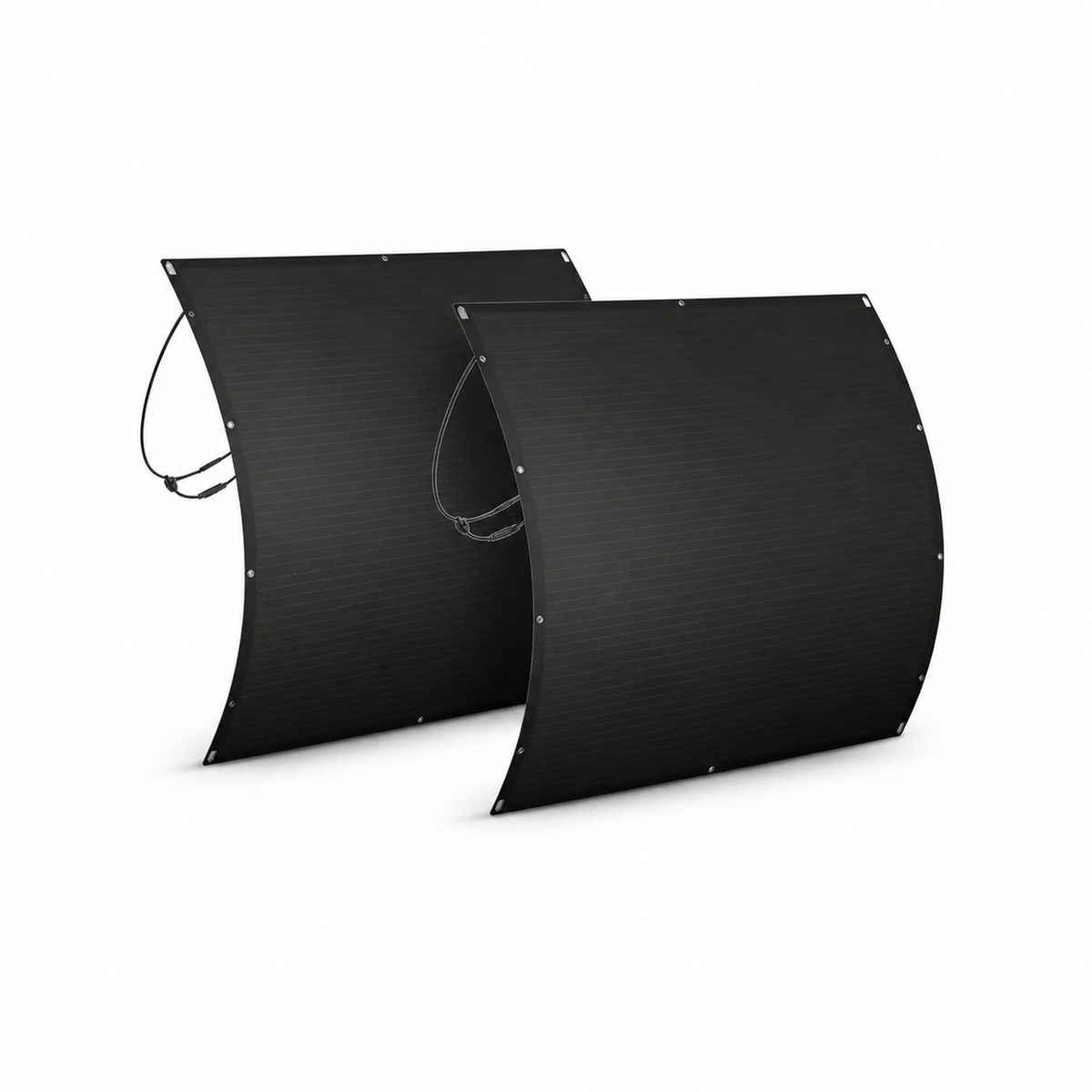 Zwei flexible RENEPV V3.0 Solarmodule RFMM10NH6-250 mit je 250 W auf weißem Hintergrund