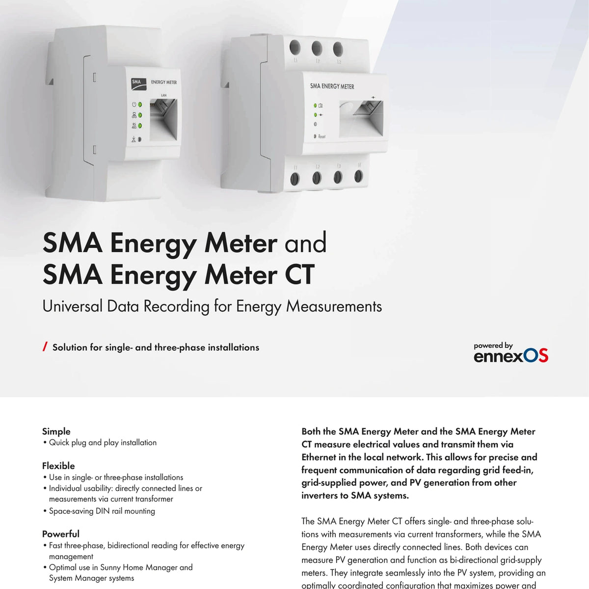 Datenblattübersicht des SMA Energy Meter EM-1CT63A-21