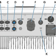 Anschlussbereich an der Unterseite des SMA Sunny Tripower Hybrid X STPH8-60