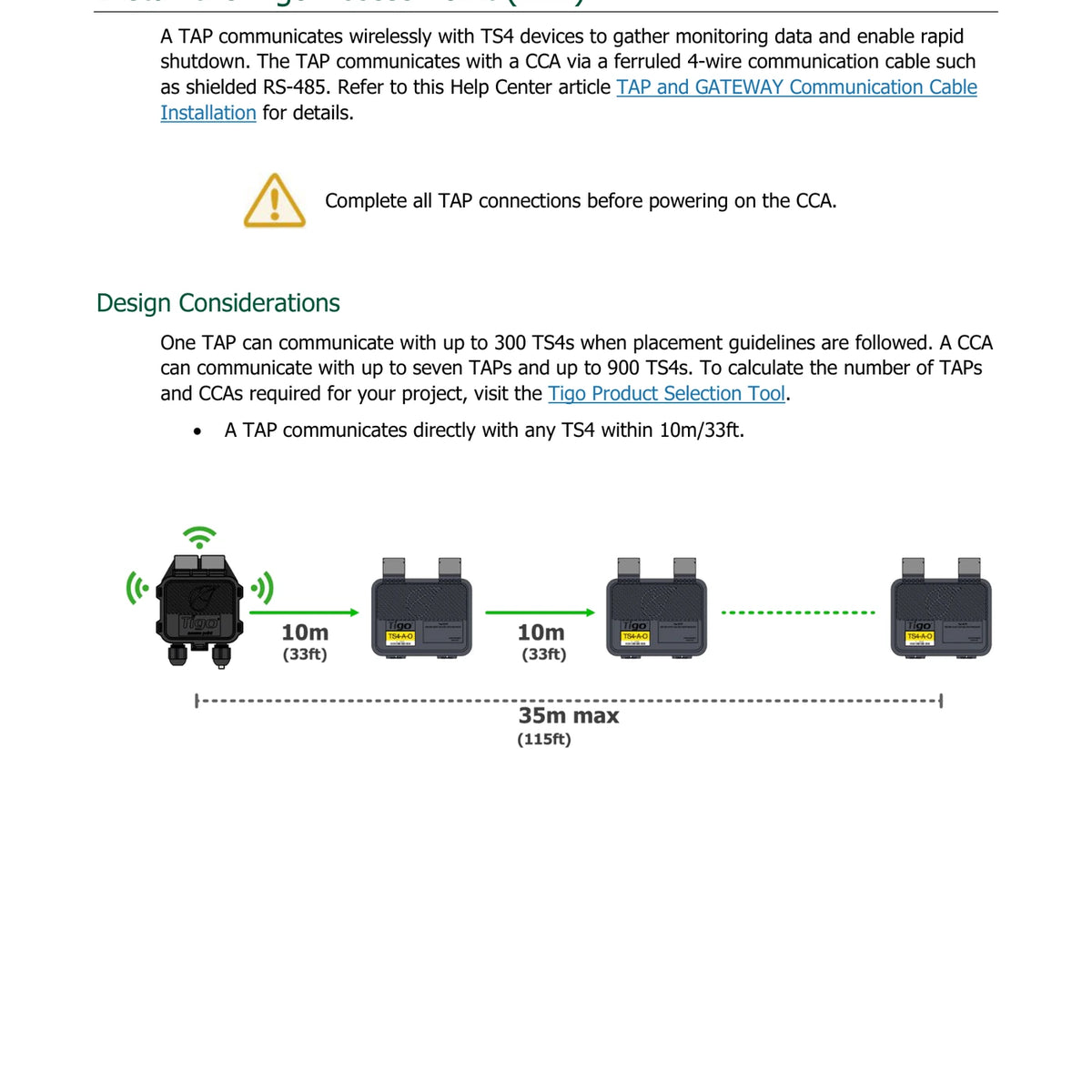 Kommunikationsabstände bei der Installation des Tigo TAP