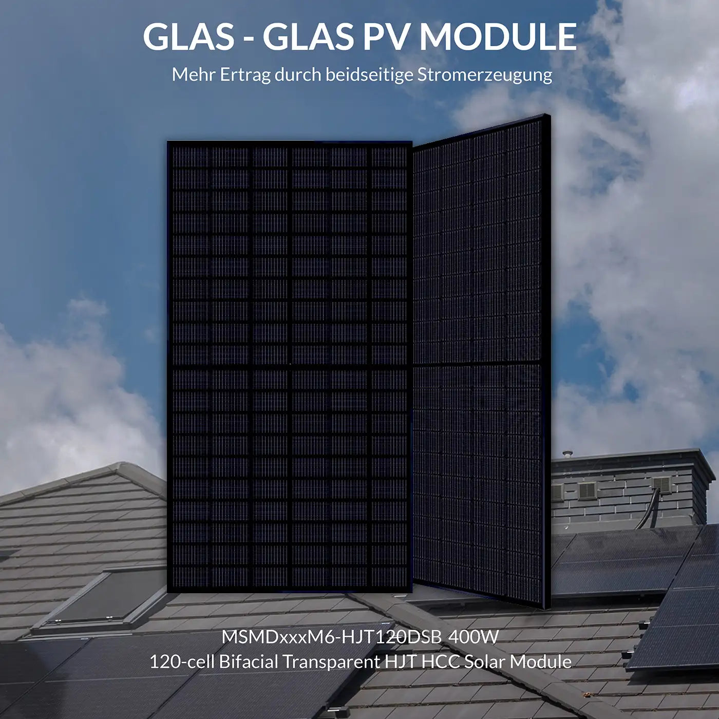 400W MSMDxxxM6-HJT120DSB Glas Solarpaneel – Produktansicht 03