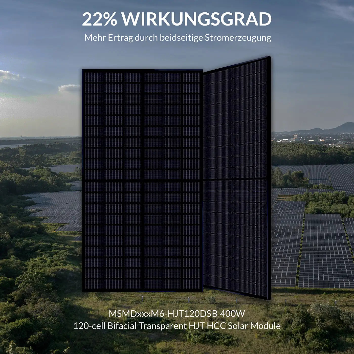 400W MSMDxxxM6-HJT120DSB Glas Solarpaneel – Produktansicht 02