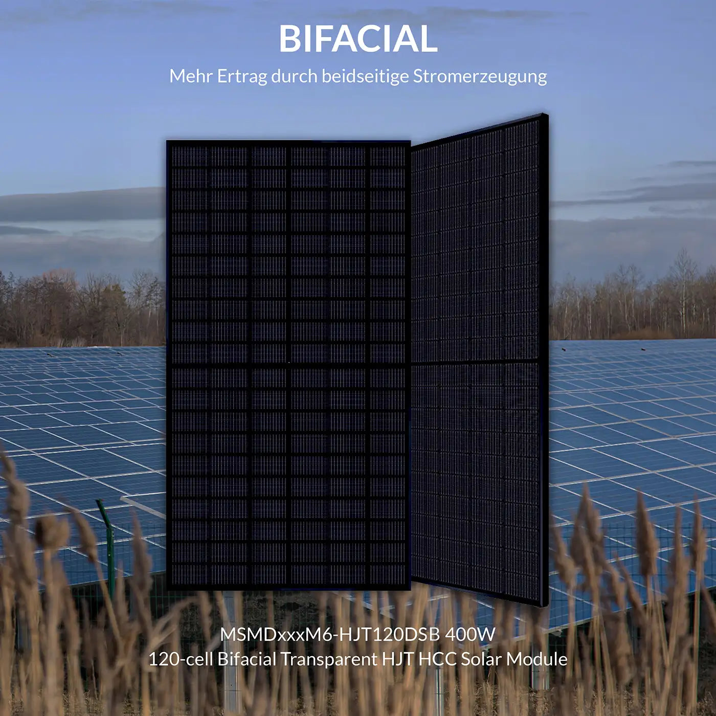 Panneau solaire bificial en verre MSMDxxxM400-HJT6DSB 120W