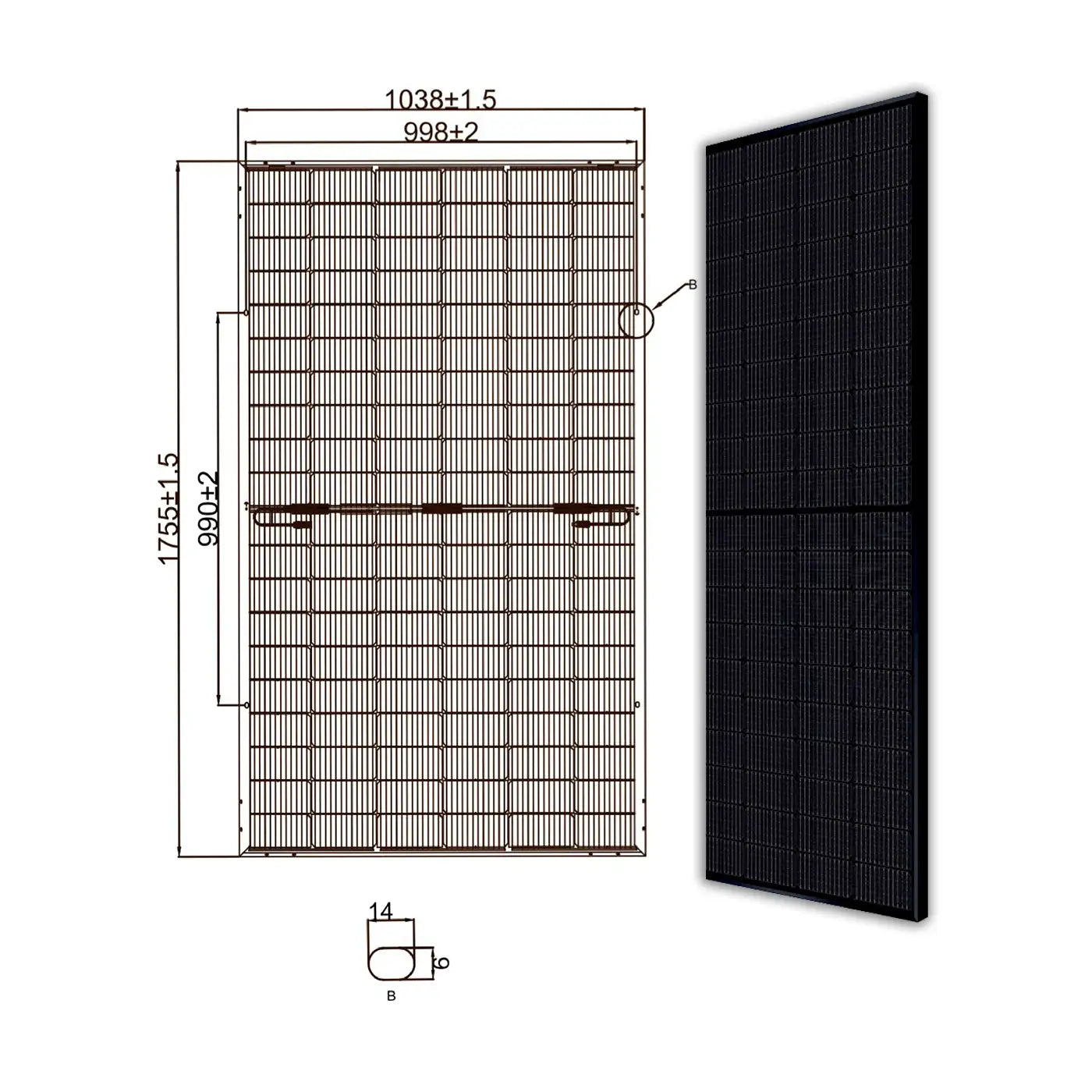 400W MSMDxxxM6-HJT120DSB Glas Solarpaneel – Produktansicht 12
